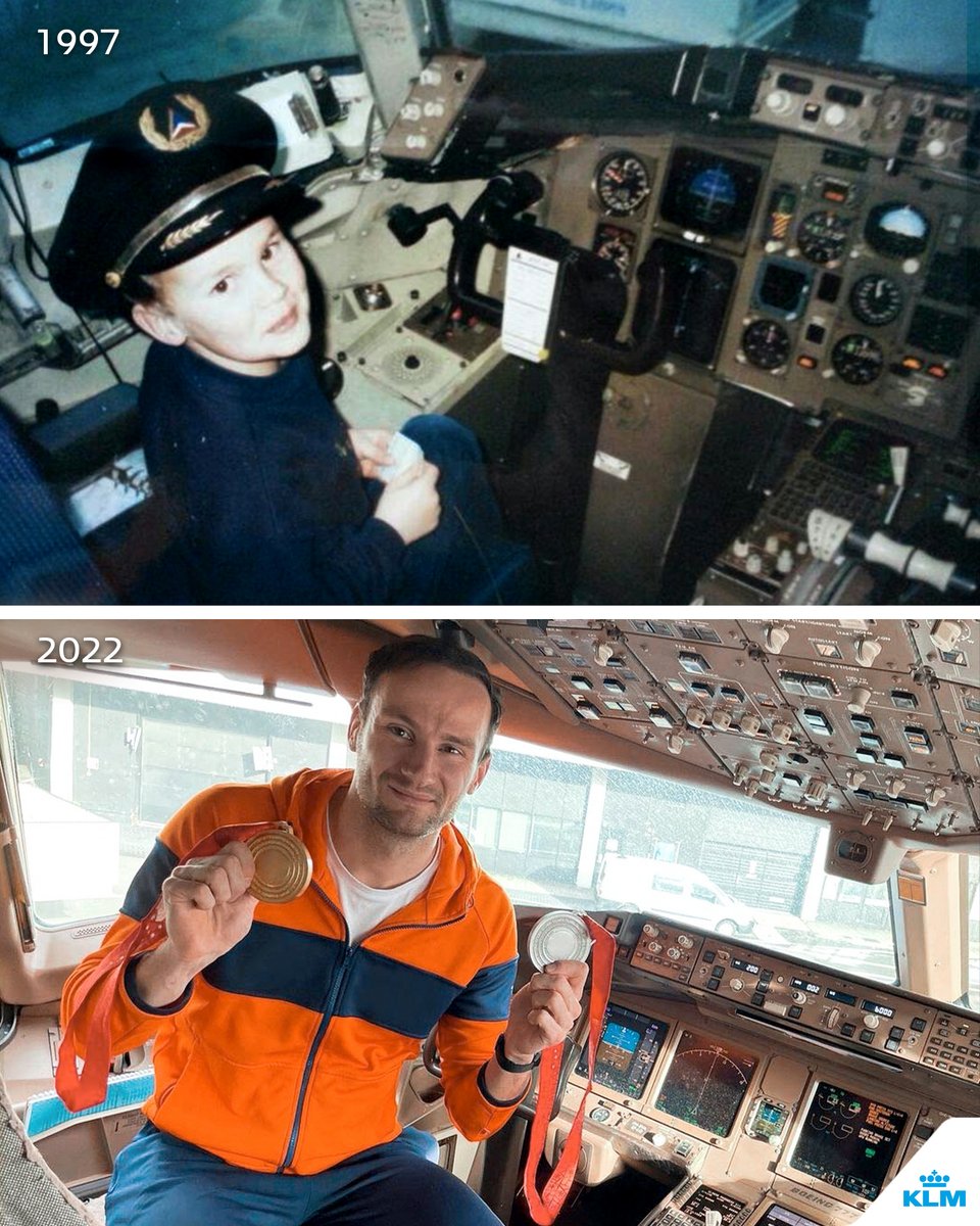 KLM's tweet photo. What a champ! 🥇🥈 One dream down, next one coming up. Hope to see you in a few years !🧡✈️
#KLM #OrangePride #PilotToBe #FollowYourDream https://t.co/nb9Ut7JhJJ