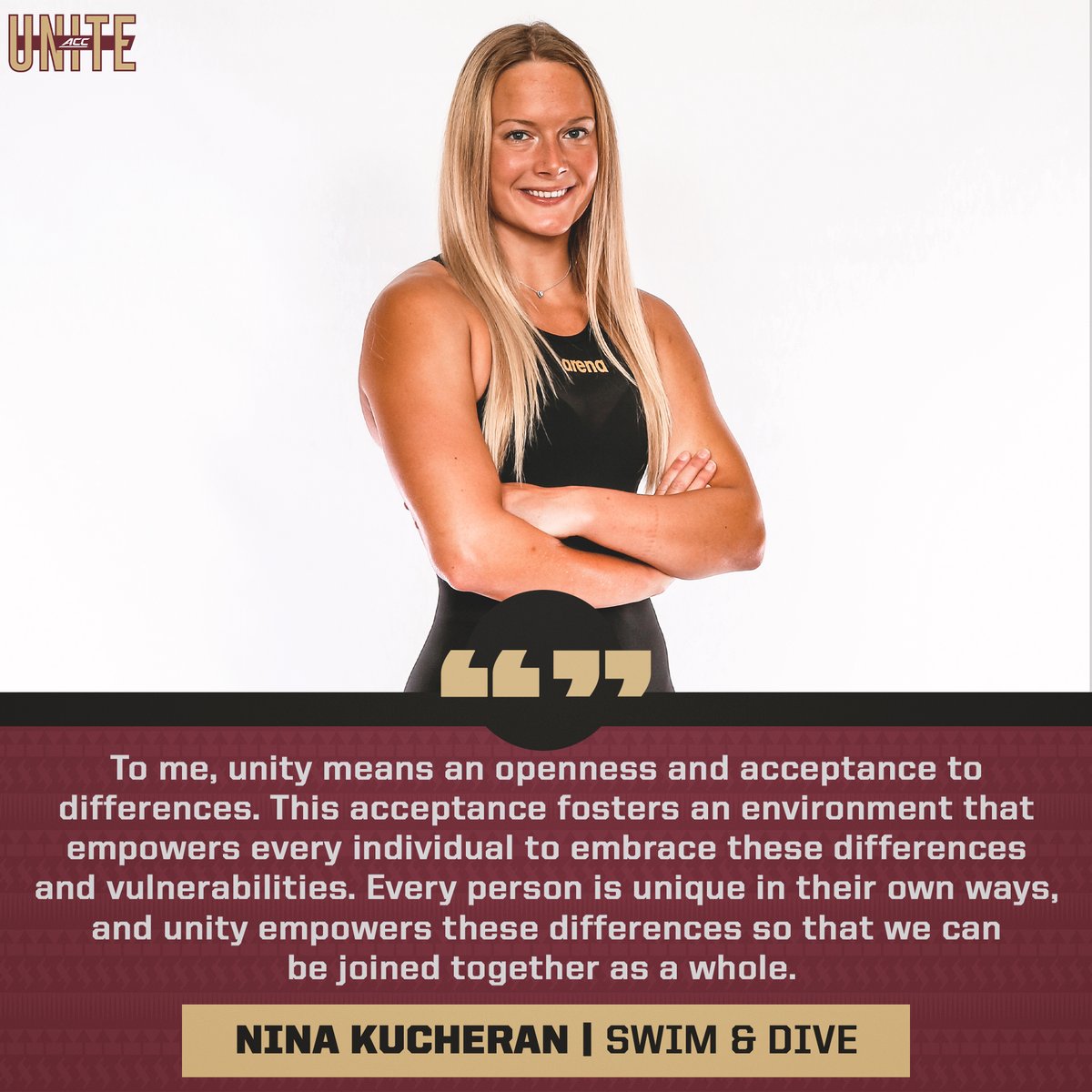 Seminoles's tweet photo. 𝙄𝙣 𝙏𝙝𝙚𝙞𝙧 𝙊𝙬𝙣 𝙒𝙤𝙧𝙙𝙨:
🗣 CJ Campbell ➡️ @FSUFootball 
🗣 Nina Kucheran ➡️ @FSU_Swimming 

#OneTribe | #UNITYWeek https://t.co/h1JQVTlOjV