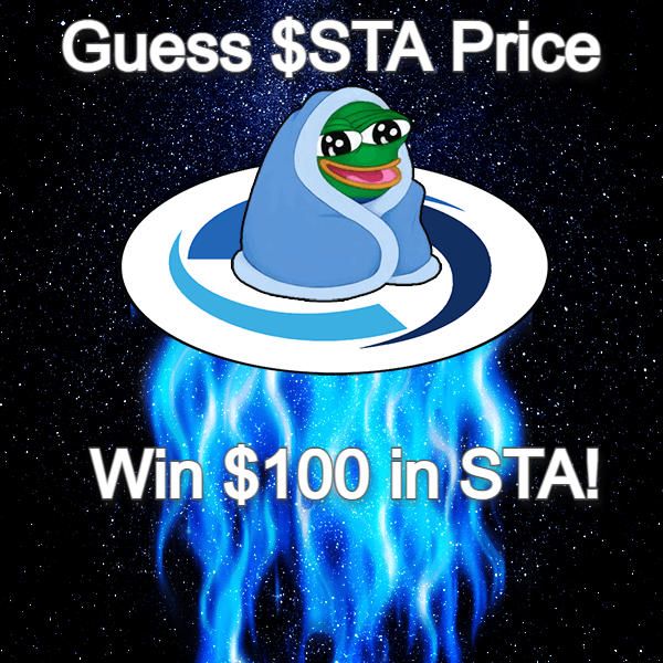 publish0x's tweet image. Win $100 in $STA! Guess HIGHEST price $STA reaches by Midnight (UTC) on Sunday.

👉Retweet with comment, tag @StateraProject and use tags $STA and $WSTA

👉Guess price with at least 3 decimal places.

👉Guess before Sunday, 27th Feb, 11 AM UTC.

👉Details: bit.ly/STAguess