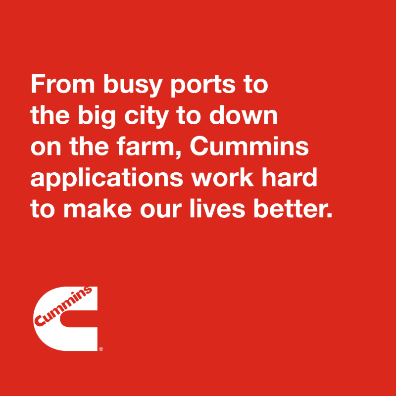 Cummins's tweet photo. From busy ports to the big cities to down on the farms, @Cummins applications work hard to make our lives better. 

To celebrate National #EngineDay, we're challenging you to find all of the Cummins-powered applications at work in this busy port. Swipe 👉 to find them all!