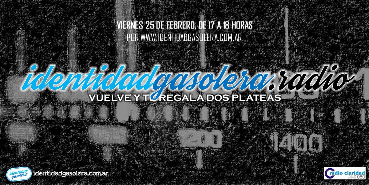 IDGTEMPERLEY's tweet photo. 📻🎟️🎟️ | VUELVE LA RADIO Y TE REGALA DOS PLATEAS
DALE RT a la publicación y ya participas por el sorteo. ¡Mucha suerte!
🖋 Iñaki Marcó
📸 "Identidad Gasolera"
#HacemosRadio #Programa186
👉 https://t.co/KbeQXP9Hzk https://t.co/qvCZfijMep
