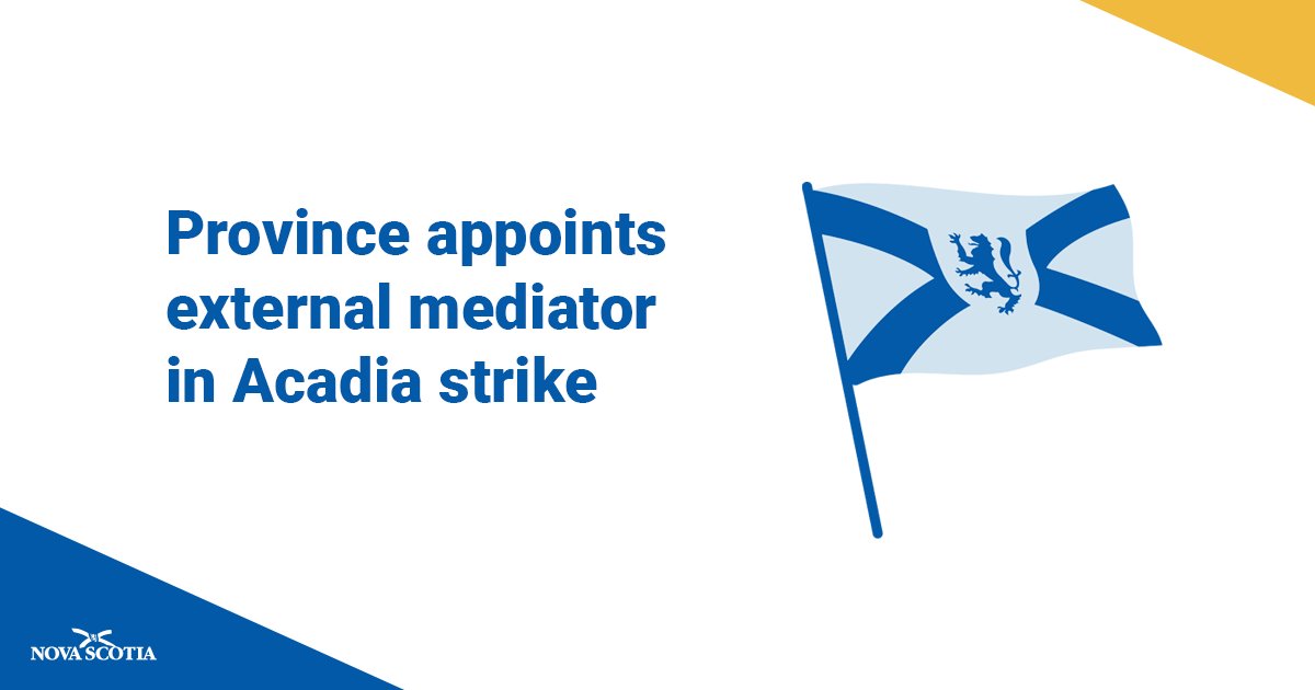 nsgov's tweet photo. External Mediator Appointed in Acadia Strike https://t.co/LdDecuxe5l https://t.co/z8eKaUrVtw