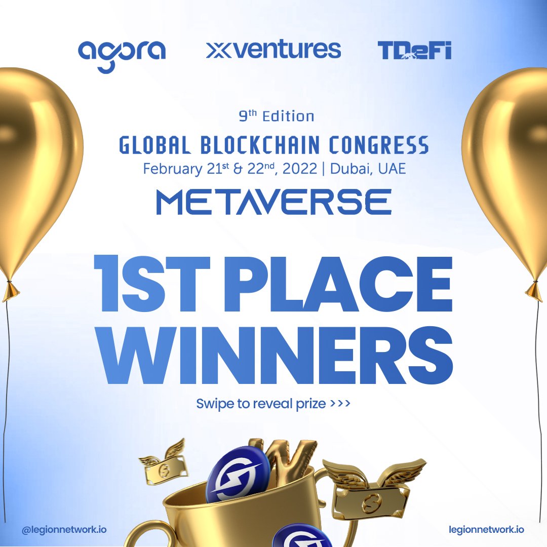 LegionNetwork__'s tweet image. It is with great pleasure to announce that we are the official winners of the 9th Edition of the Global Blockchain Congress!!! 🥇🥳
Out of 50 projects &amp;amp; the votes of +170 pre-qualified investors... We secured major investment, and a trip to Berlin for further opportunities 🤯🇩🇪
