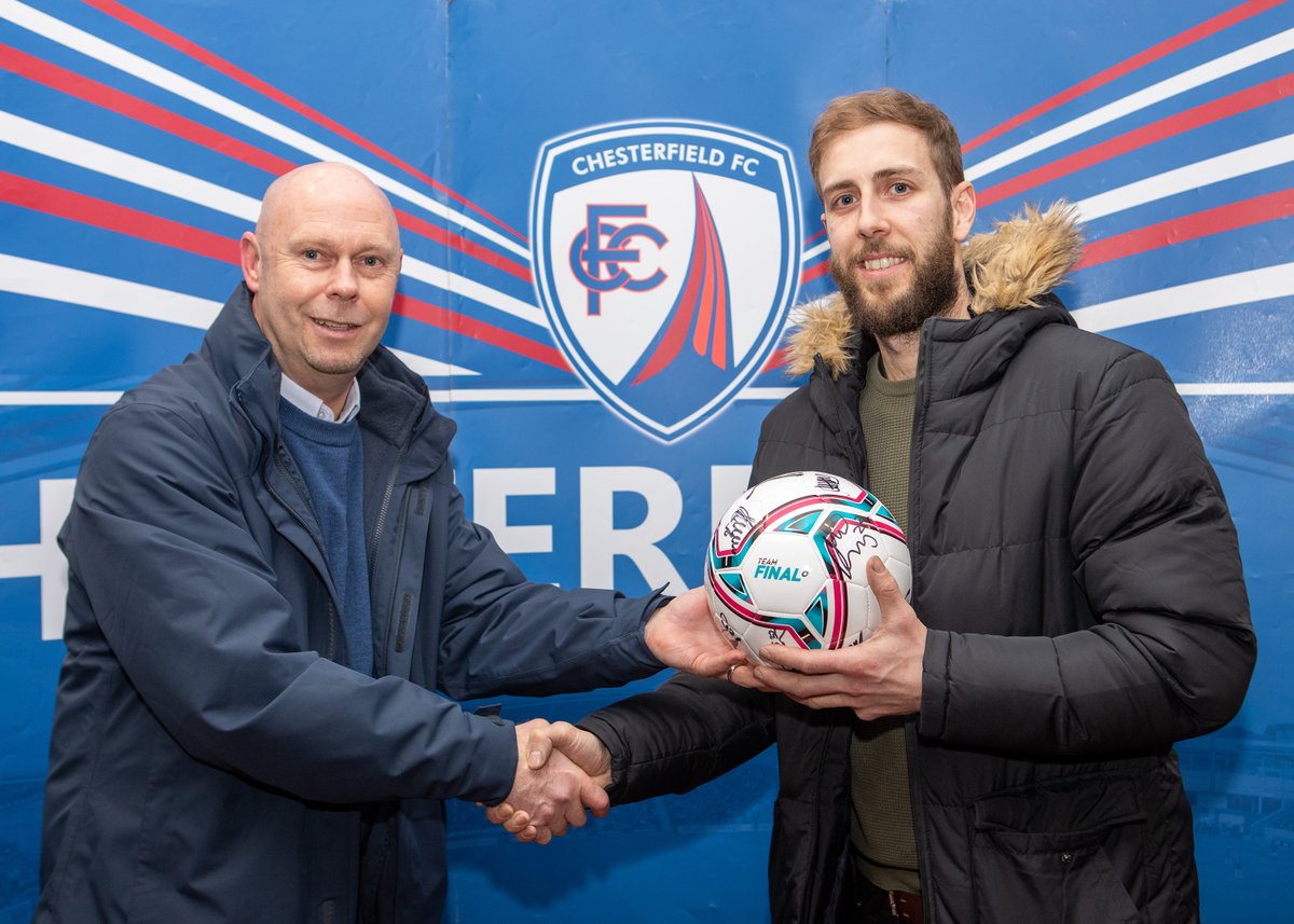 Not the best of results but ended up with a winner. Jamie Grocutt #Grocuttplumbingandheating. Picking up a signed match ball from last nights game against Wrexham.