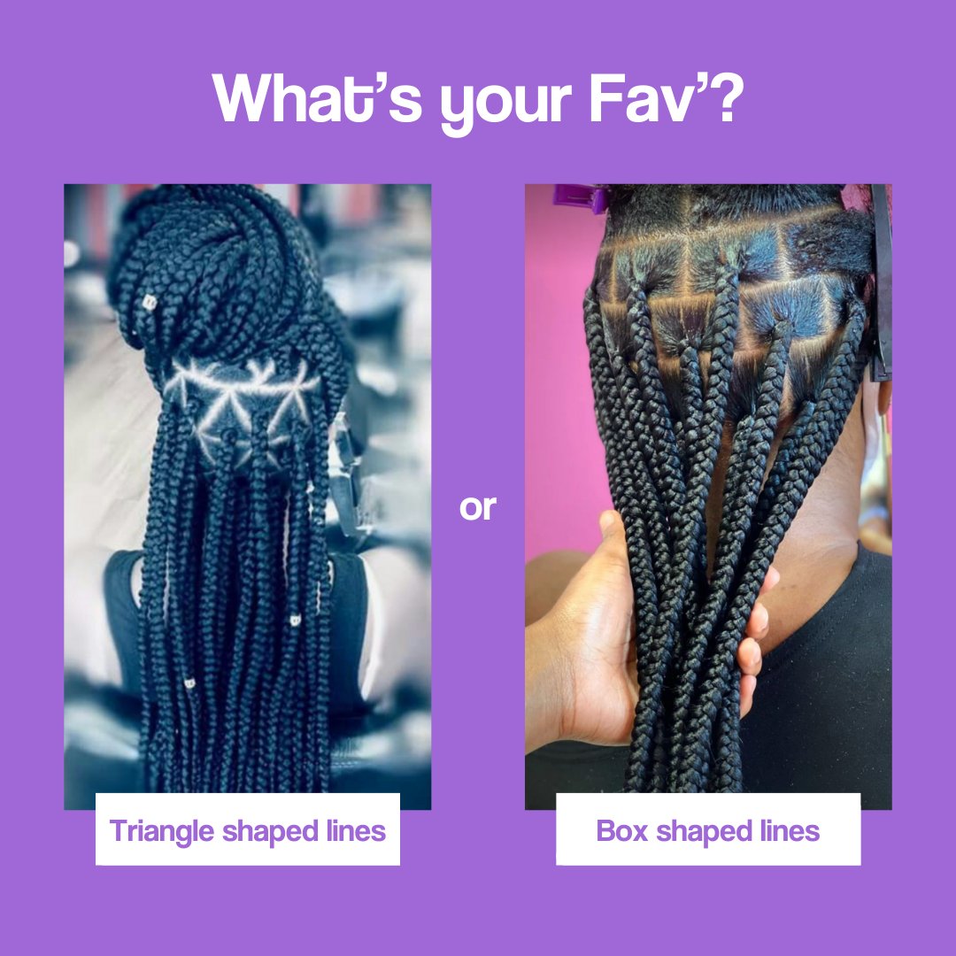 Box braids are a great protective style because when rocking them, you’re not adding heat to your hair or styling every day.

Do you prefer triangle shaped lines, or box shaped lines? Let us know in the comments section.

#FindYourBeautiful #BraidInspiration #BraidIdeas