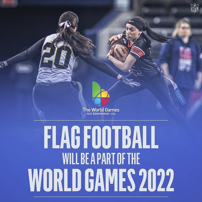 NFLFootballOps's tweet photo. Women's @NFLFLAG football will make history at the World Games (@TWG2022) this summer 👏

Learn more: https://t.co/AMls6Ijsnd

#RoadToBHM | #FemalesInFlag https://t.co/2oC79JWIAC