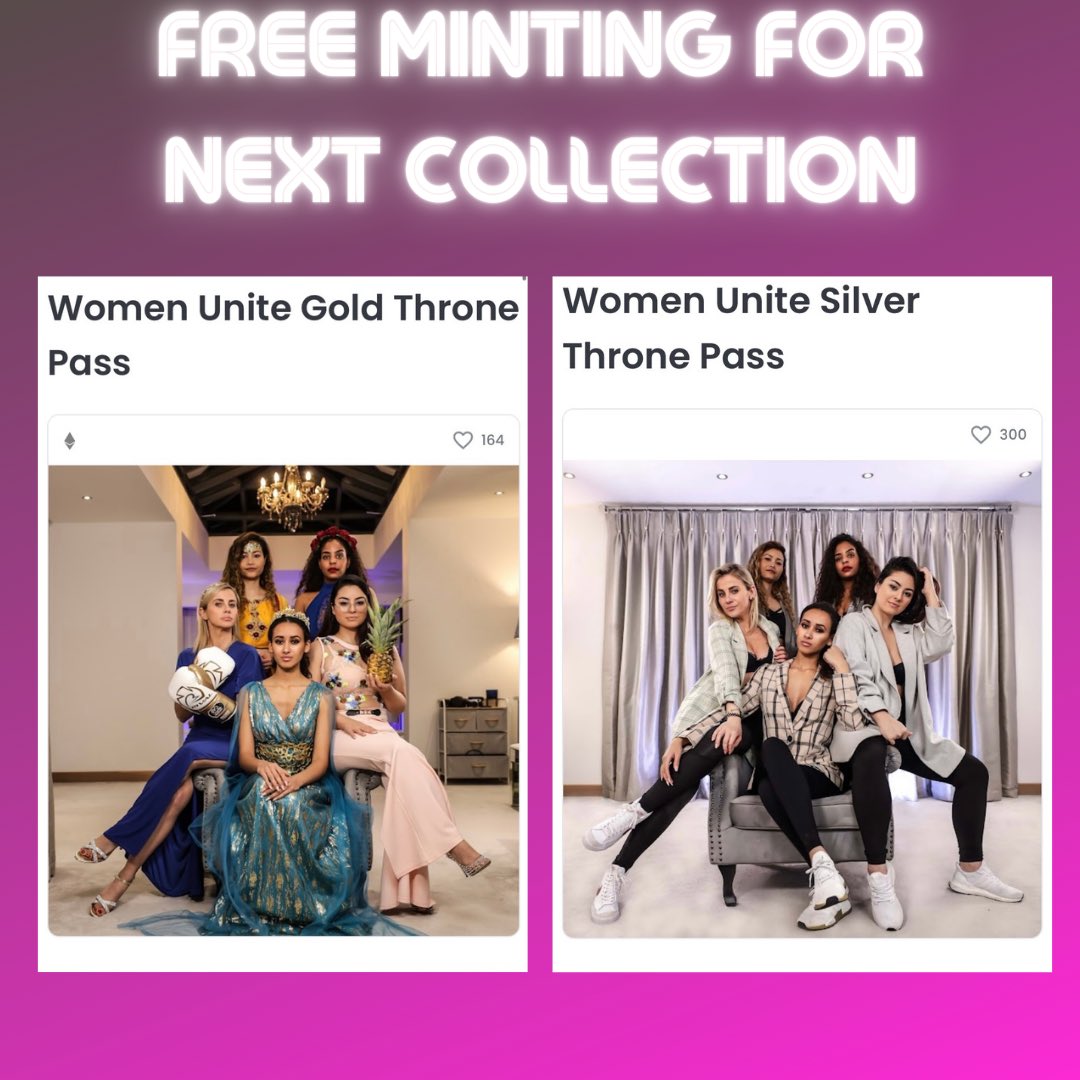 WomenUnite___'s tweet photo. 🥳🥳🥳🥳

Who are our Gold and Silver Throne Pass Holders ? 😍😍😍

Let us know how you feel about this with a GIF 
👇👇👇👇

#NFTs #Minting #NFTCollection #WomenInNFTs #womenunitenft #womenunite https://t.co/BGh5cFilMV