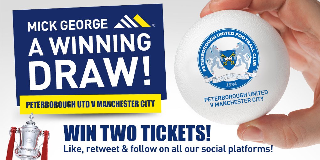 As proud sponsors of <a href="/theposh/">Peterborough United</a> we’re giving you the chance to win a pair of tickets for the forthcoming <a href="/EmiratesFACup/">Emirates FA Cup</a> tie v <a href="/ManCity/">Manchester City</a>. Simply, Like, Retweet and follow our page for the chance to win! #pufc