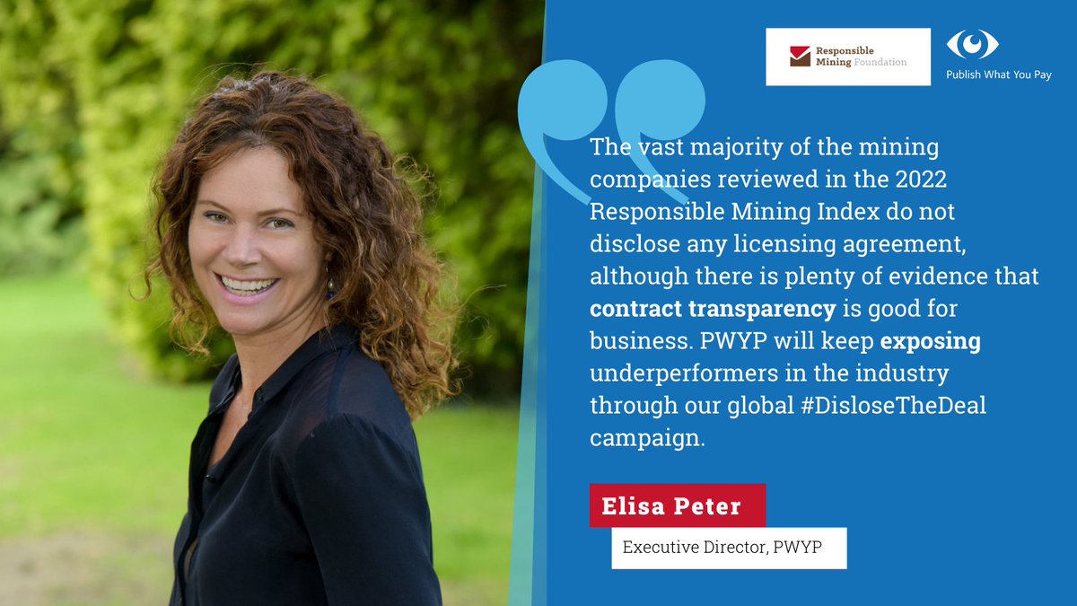 ElisaPeter's tweet photo. Thanks @RMF_foundation for a thought provoking conversation on the findings of the #ResponsibleMiningIndex It was a good reminder that #transparency and #accountability remains a work in progress in the #mining sector, including #contract disclosure #disclosethedeal https://t.co/L7YWjUhv6n