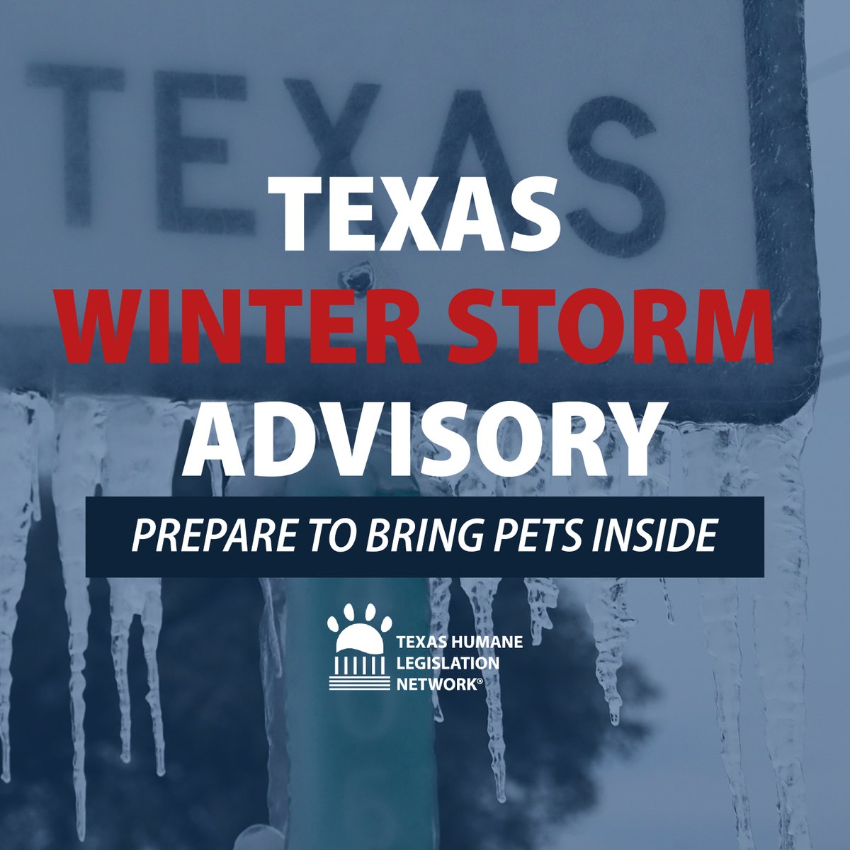 THLNTX's tweet photo. Temperatures are falling again this month, and we are currently under a ‘Winter Storm Advisory’. 🥶 Make sure you take the extra precautions to ensure your pets are safe and your outdoor dogs are in compliance with The #SafeOutdoorDogs Act. https://t.co/HBVZjN29g2