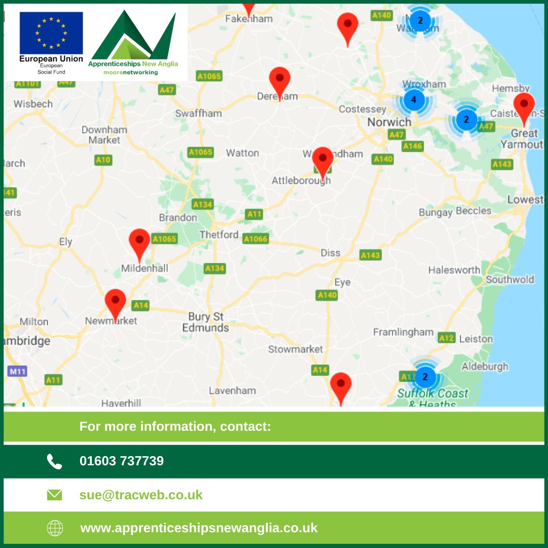 📢 We currently have a wide variety of Apprenticeship and Kickstart opportunities available across Norfolk and Suffolk! For more information about each role, visit the vacancy section on our website: v2.apprenticeshipsnewanglia.co.uk/apprenticeship…

#Apprenticeships #Norfolk #Suffolk #BuildTheFuture
