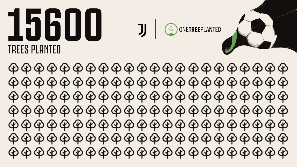 juventusfcen's tweet photo. All the ⚪️⚫️ goals scored have now seen 15,600 trees planted, together with @onetreeplanted! ⚽️🌳

➡️ https://t.co/BQfSpihVH5 https://t.co/QDA9XpmWsC