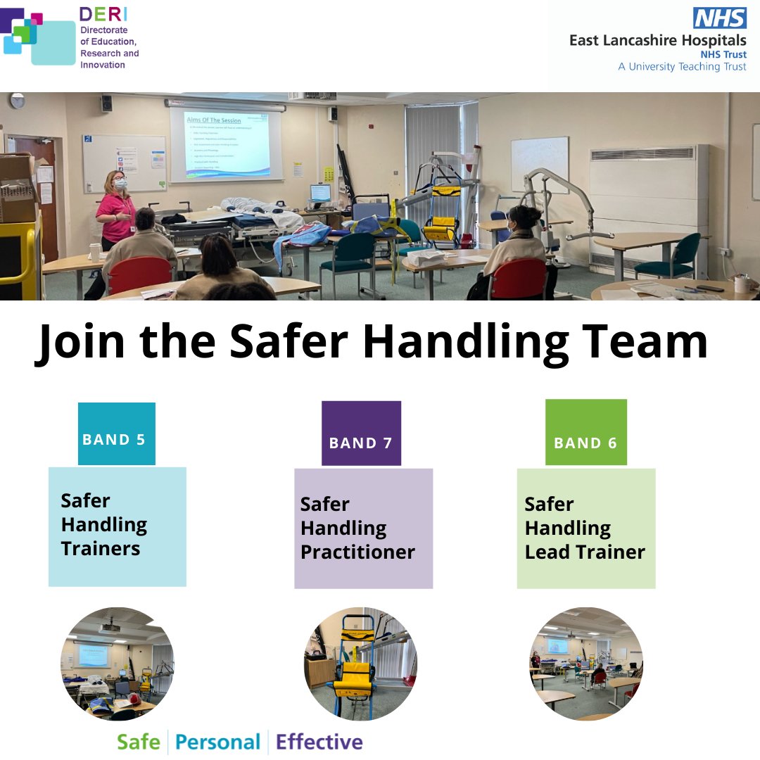 ELHT_DERI's tweet photo. We are recruiting! 

We have a number of exciting opportunities to join our friendly Safer Handling Team!
 
Safer Handling Practitioner, Band 7 -  https://t.co/V27qHlOSMq

Safer Handling Lead Trainer, Band 6 - 
https://t.co/dIc0dExU5y

Safer Handling Trainers, Band 5 - LIVE SOON https://t.co/tfN4gzrp5I
