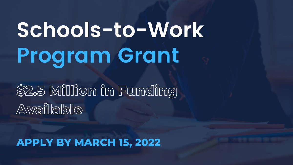 #ICYMI: $2.5 million in Schools-to-Work grants were just announced! Interested organizations looking to open opportunities to students through pre-apprenticeship and apprenticeship programs should apply today!

Apply here: dli.pa.gov/Businesses/Wor…