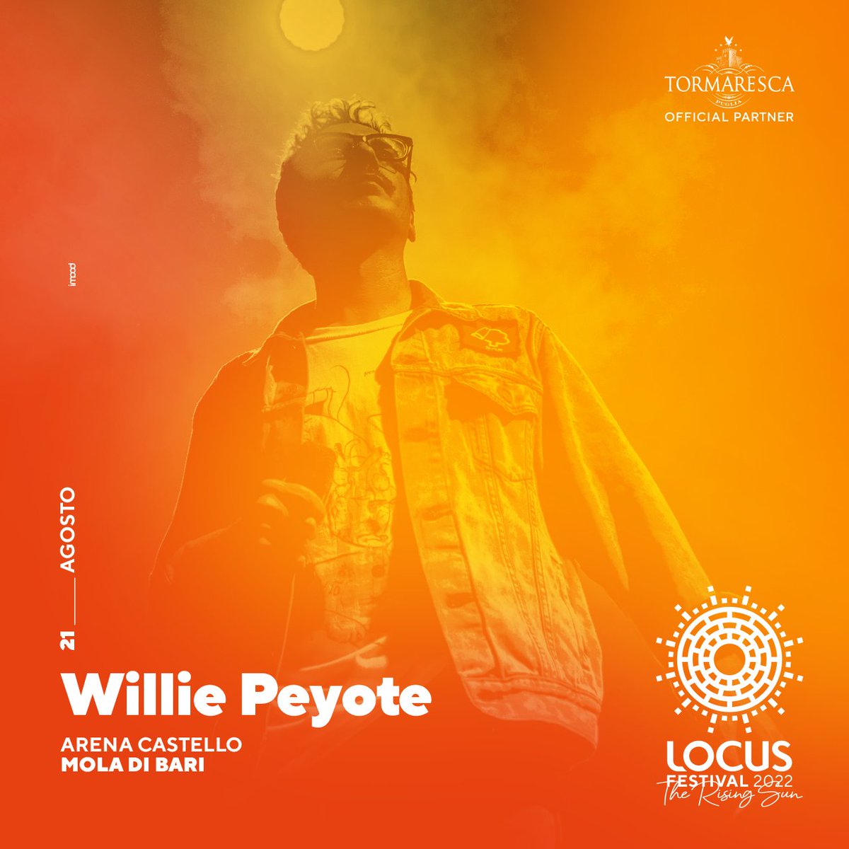 Una nuova bella località pugliese si aggiunge nel viaggio del Locus festival 2022. La suggestiva Arena del Castello Angioino a Mola di Bari, ospiterà il 21 agosto lo show del rapper e cantautore <a href="/willie_peyote/">Willie Peyote</a> ! 
#locusfestival2022 #therisingsun #moladibari #castelloangioino