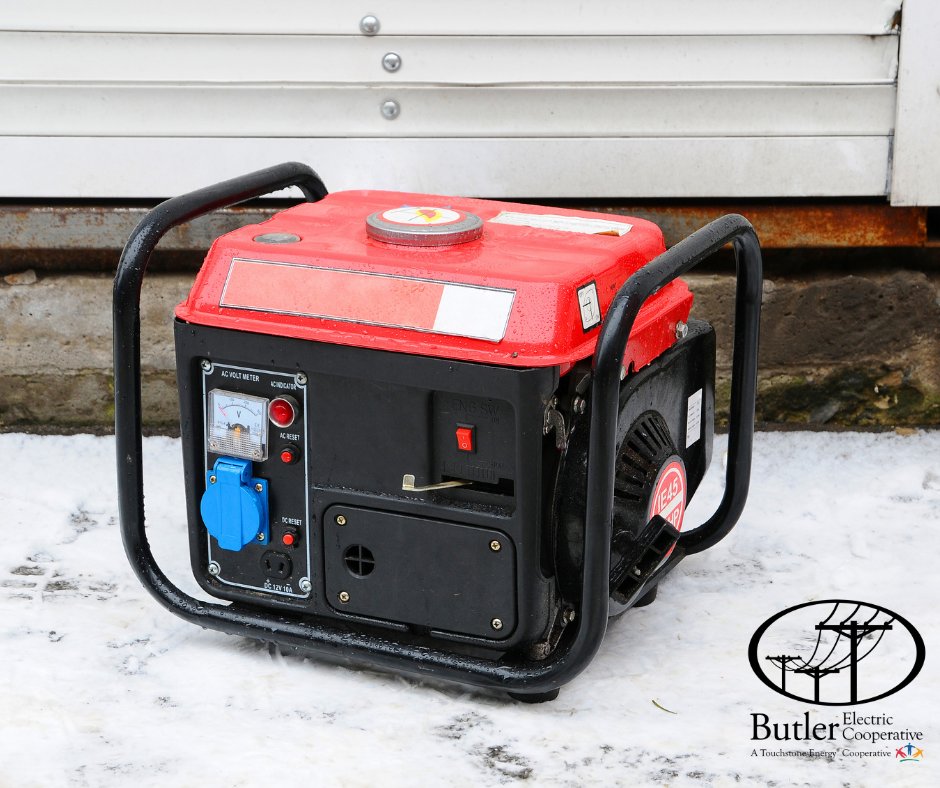 ButlerKsElCoop's tweet photo. Remember that it is dangerous to plug a portable electric generator into a wall outlet or connect directly to a home's wiring. This can energize utility power lines and injure you or others. More safety tips: https://t.co/V3XE5s2SDj https://t.co/OPiMjvCCgk