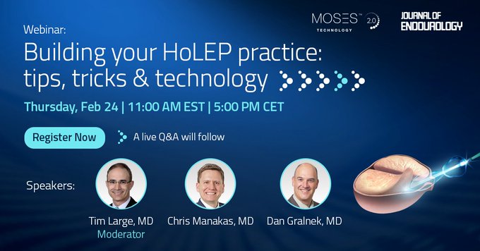LiebertPub's tweet photo. Join us TOMORROW: @JEndourology @LumenisU #MOSESTECH webinar!

Tune in as Drs. @ChrisManakas Dan Gralnek @MakeMePeeMD explore tips+tricks for building a new #HoLEP practice, discuss leveraging new technologies, and more! Register today to participate LIVE: https://t.co/BMO74JnnAc https://t.co/y1Me6z7kjK