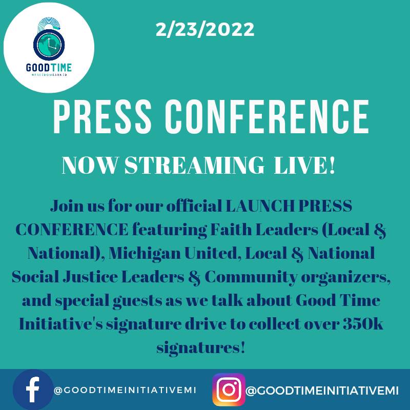 GoodTimeMI22's tweet photo. We invite everyone to watch our LIVE Press Conference detailing the OFFICIAL launch of our signature drive to restore Good Time now is a #GoodTimeToSign
Use hashtag #FreedomEarned2022 to join the conversation!
Watch in FB Live: https://t.co/lFgh12XO3V https://t.co/o09DmHI9yE