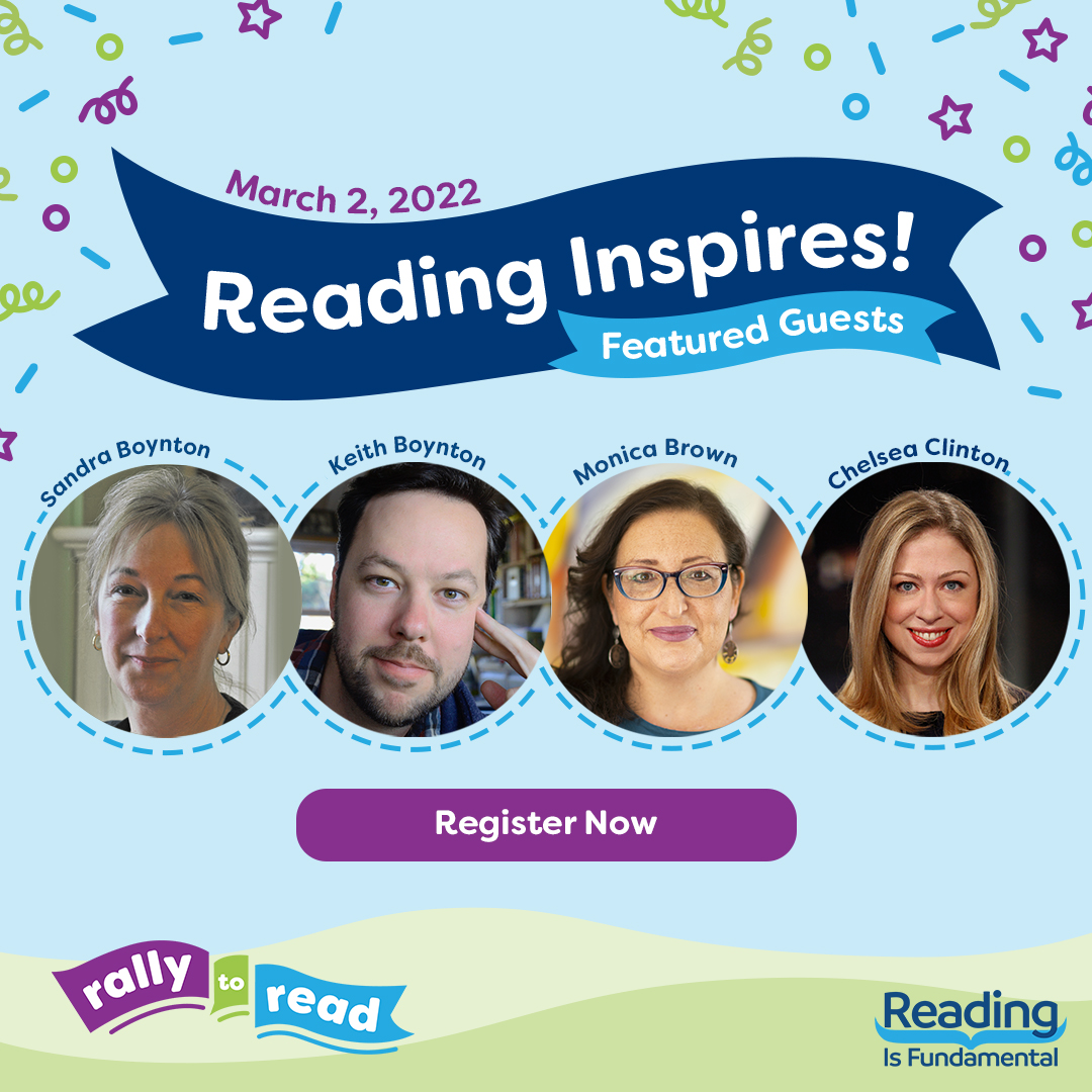Navient's tweet photo. Navient is ready to celebrate with @RIFWEB’s #RallytoRead 100 #RIFReadingInspires! Webcast on March 2. Everyone is welcome to join and it’s a great chance to enjoy read-alouds by @ChelseaClinton @SandyBoynton and @monicabrownbks. 
Register at https://t.co/FUyKfJEJvb https://t.co/UNBiyJDFHJ