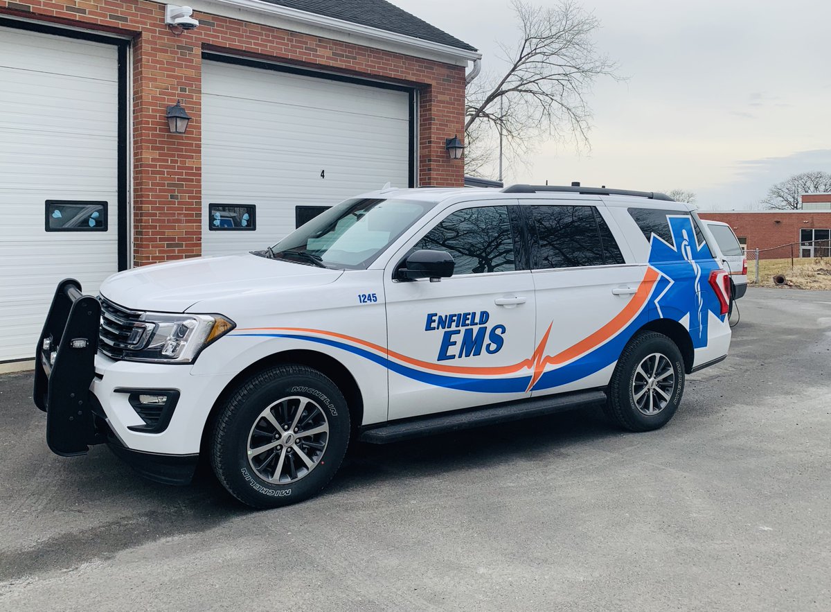 EnfieldTM's tweet photo. Welcome to the Fleet! Here is Enfield’s newest Paramedic SUV. This 2021 Expedition vehicle was ordered in May of 2021, at a cost of  $57,344 which includes graphics, lights, radio installation, and paramedic gear vault. It replaces a 2010 Expedition. https://t.co/FD2Jv3h7YC