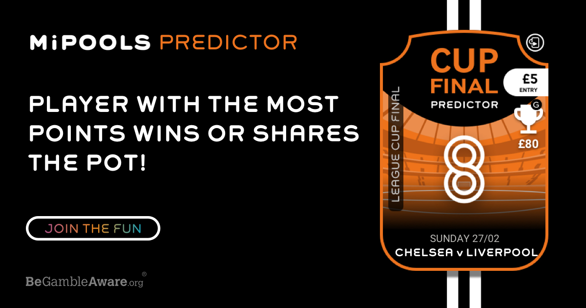 MiPoolsUK's tweet photo. ⭐️ 𝐄𝐅𝐋 𝐂𝐔𝐏 𝐅𝐈𝐍𝐀𝐋: 𝐂𝐡𝐞𝐥𝐬𝐞𝐚 𝐯𝐬 𝐋𝐢𝐯𝐞𝐫𝐩𝐨𝐨𝐥 ⭐️
Predictor! Minimum £80 Prizefund
1. Make YOUR Picks
2. Correct Answers SCORE POINTS 
3. The Player's with MOST Points WINS! 

https://t.co/oqvp6Pdt6k 
*Players MUST BE 🔞
#MiPools #Fantasy #Predictor #EFLFinal https://t.co/eeZabwoGma