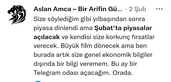 Şubat bitmeden söylediğim gibi piyasalar açıldı. Doların ve altının yaptığı bu çıkışı ben bildim. Onun dönüş bilgisi de bende. İşte ben bunu da burada paylaşırsam herkes dolarının ve altının üzerine bir o kadar daha koyar. İşin sonunda Türk lirasına destek olalım değil mi ?