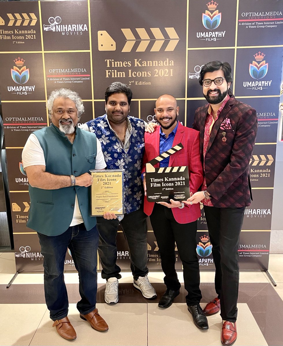 PurpleRockEnte's tweet photo. Happy to share that our production house “Purple Rock Entertainers” got awarded the ‘Times Kannada Film Icons Award 2021’.! Thanks to @timesofindia @BangaloreTimes1 for this recognition.!

#TimesOfIndia #BangaloreTimes #PurpleRockEntertainers #TimesKannadaFilmIconAward #KFI https://t.co/mZvNAZphkm