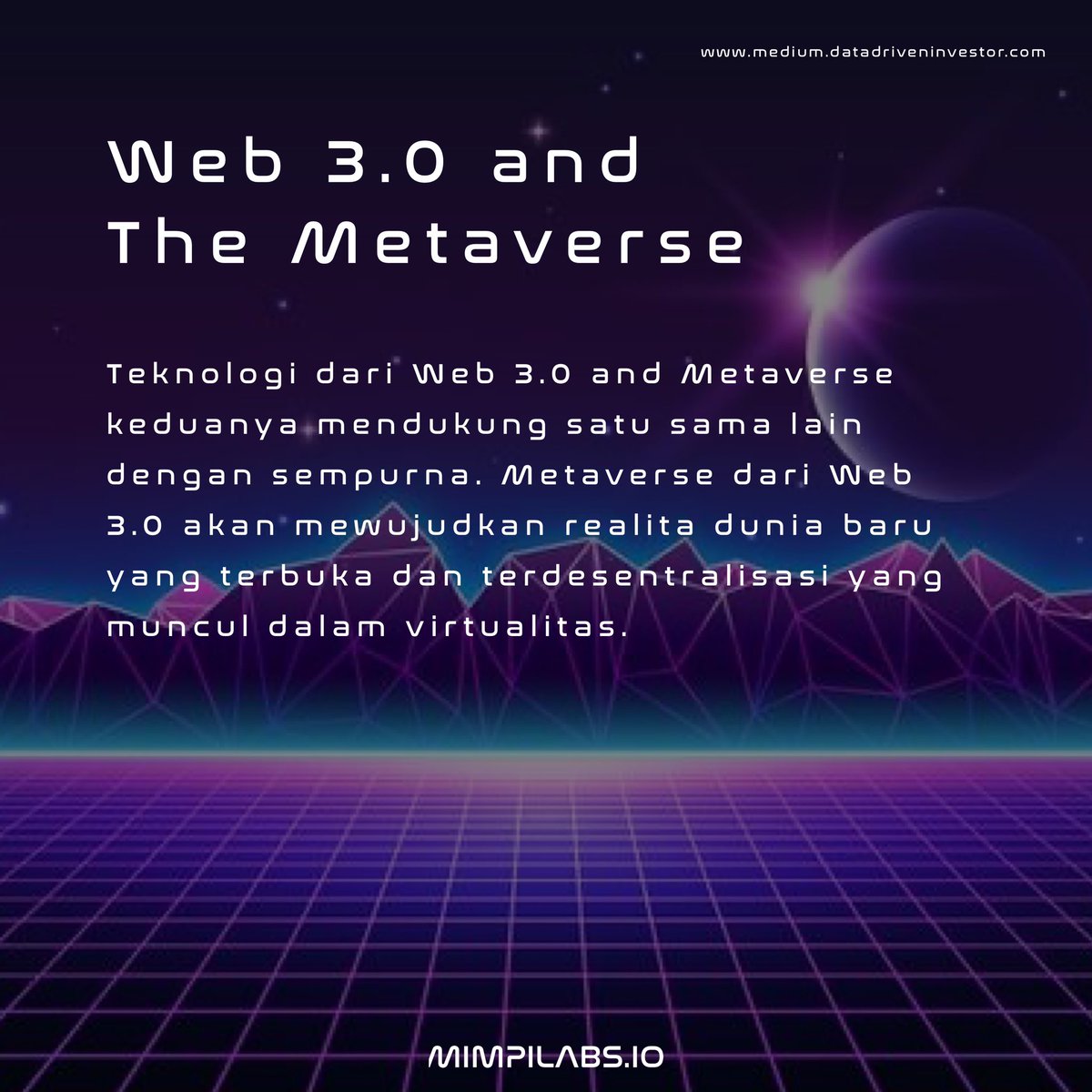mimpilabs's tweet photo. [ trans ]

Metaverse dan Web 3.0 :
semua yang perlu kamu ketahui!

#NFT #NFTCommumity #NFTs #NFTIndonesia https://t.co/kppBtNN0HM