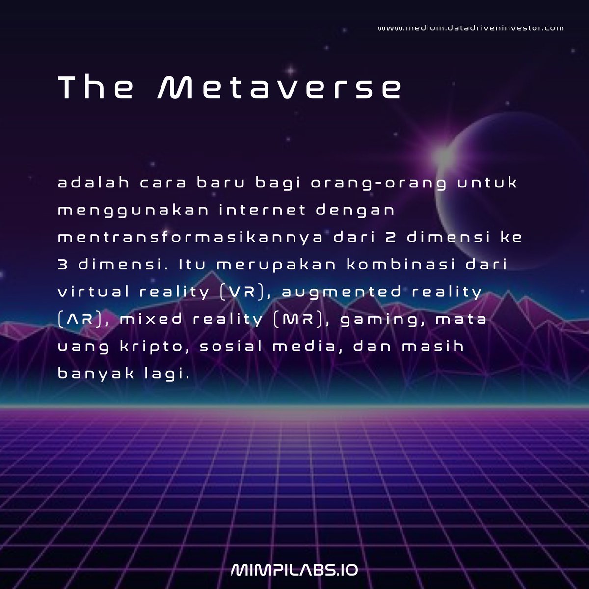mimpilabs's tweet photo. [ trans ]

Metaverse dan Web 3.0 :
semua yang perlu kamu ketahui!

#NFT #NFTCommumity #NFTs #NFTIndonesia https://t.co/kppBtNN0HM