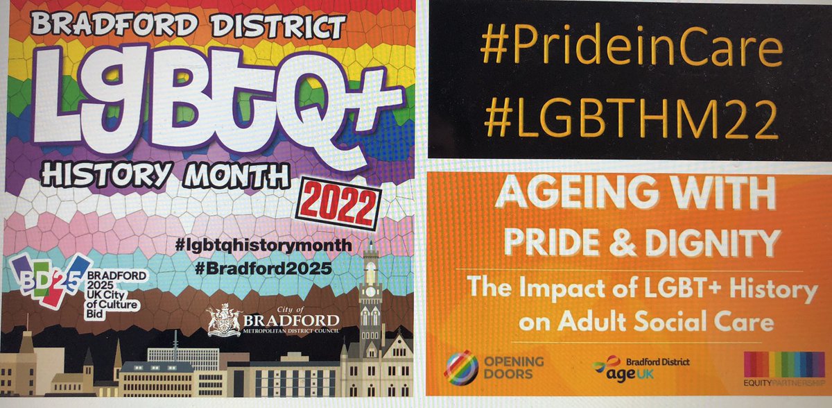 vicrayner's tweet photo. Privileged to be presenting some thoughts and @NCFCareForum  member experience this afternoon in #Bradford as part of #LGBTHM22 talking about how #care organisations can better provide person centred care and support for older #LGBTQ people -  great ideas and thoughts https://t.co/7z6K9goeJw