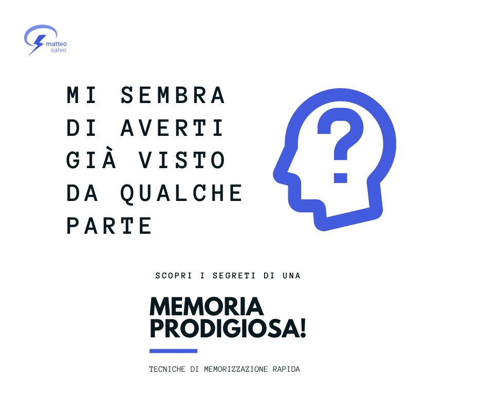 Capita anche a te di incontrare una persona, presentarti e, un momento dopo, renderti conto di aver dimenticato come si chiama?Scopri le nostre tecniche di memorizzazione e lasciati sorprendere dalla tua mente: ti aspettiamo a Milano il 18-19 e 20 marzo matteosalvo.com/memoria-prodig…