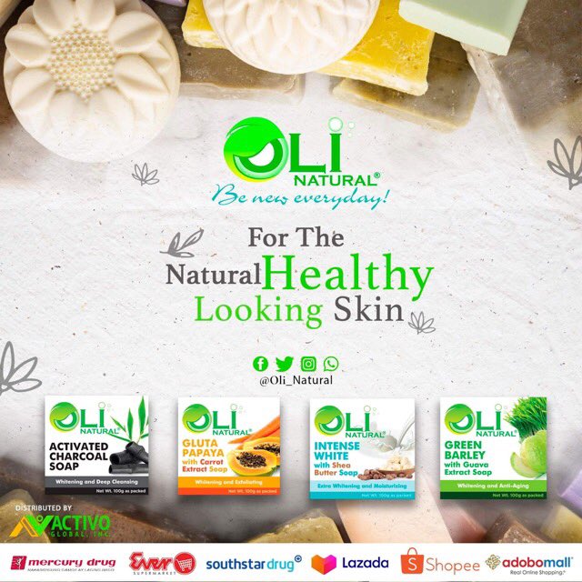 olinaturalph's tweet photo. For natural healthy looking skin try OLI NATURAL Soap!Comes in 4 powerful variants.

Available in all Mercury Drugstores, Ever Supermarket and all your leading stores nationwide! 

You can also order online thru Lazada and Shopee.
#activoglobal #beneweveryday #olinatural https://t.co/3jI8oaWX9V