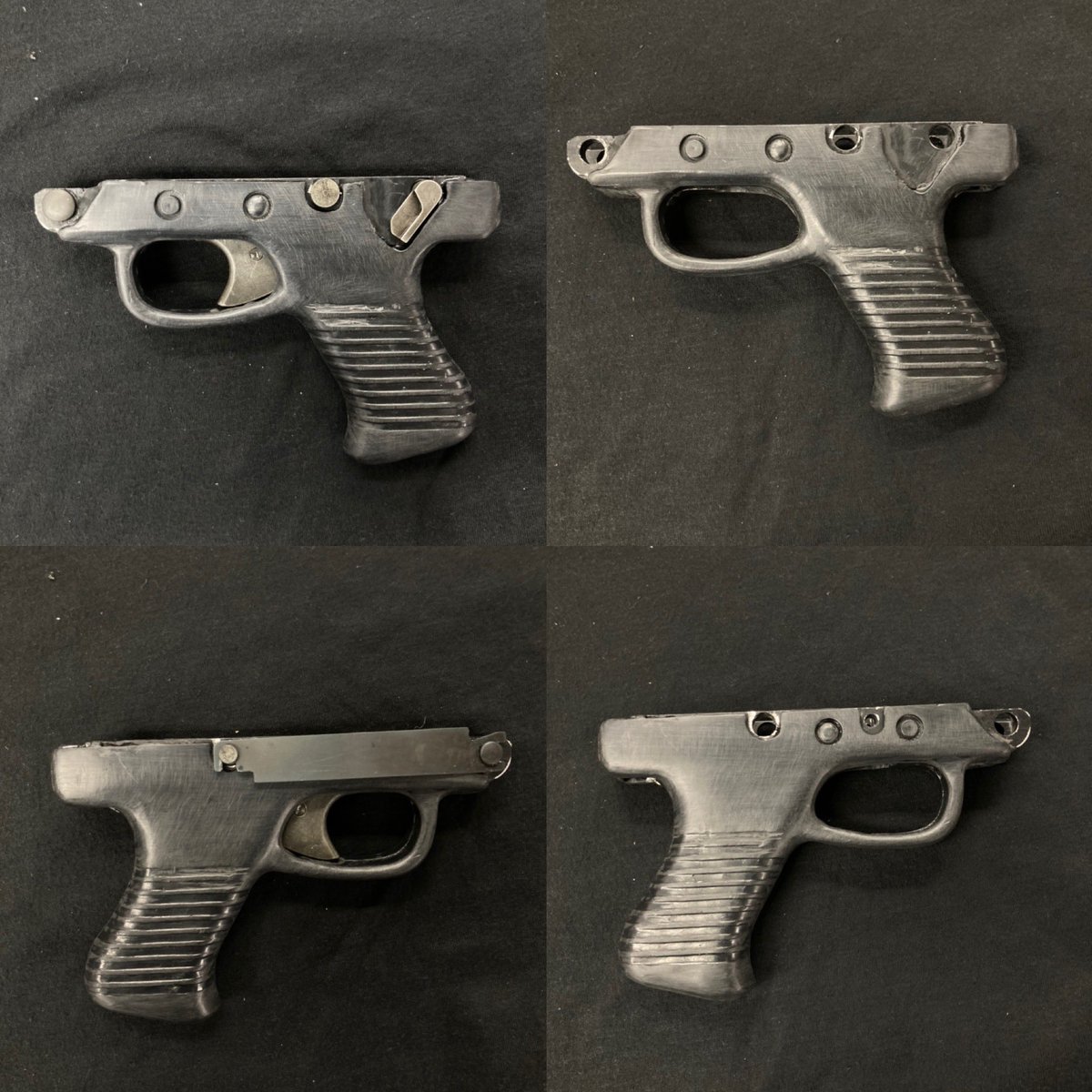 pixy_1's tweet photo. A&amp;K M60
本日は最初期にこさえたTOPの皮を被ったグリップへ追加加工
ひたすら削って削って削ってます。
合わせてトリガーも少し整形、ピン類は黒染めをやり直し。
グリップはもう少し調整してから仕上げで2枚目の写真の様にラバーコーティングの再現をしたいがどうしたものか💦
#namsoft
#m60 https://t.co/38qCxsaAzq
