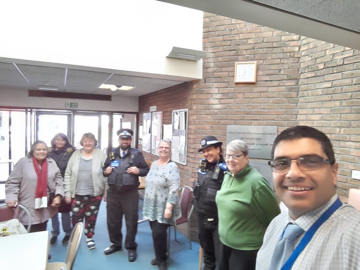 MPSNewham's tweet photo. Faith Officer PC Samplay joined officers from SNT at a Anti Social Behaviour visit discussion at St Bartholomew Church. @MPSCommunities https://t.co/fxhm8hHDfW