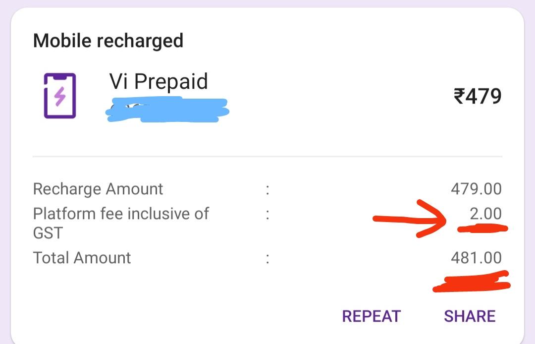rockingadee's tweet photo. Instead of providing discount @PhonePe_ App charging Platform free on every Mobile Recharge.
If all apps start charging fee then it will be better to get recharge from a local store. https://t.co/MkzK3tKlPj