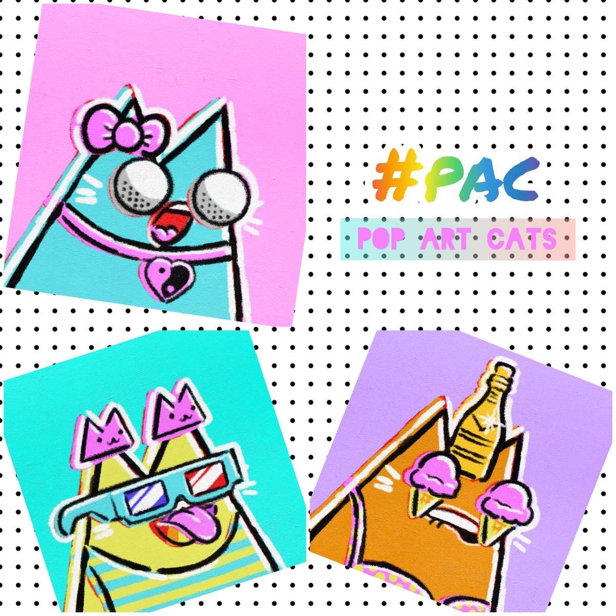 bibiartislife's tweet photo. Pop Art Cats 💜 are going to be wild.
Proud of my #pac fam! Who is in? 
#NFTCommunity #nftart #nftartist #CatsOfTwitter
@popartcatsnft @mattchessco https://t.co/MnzMZb17lc