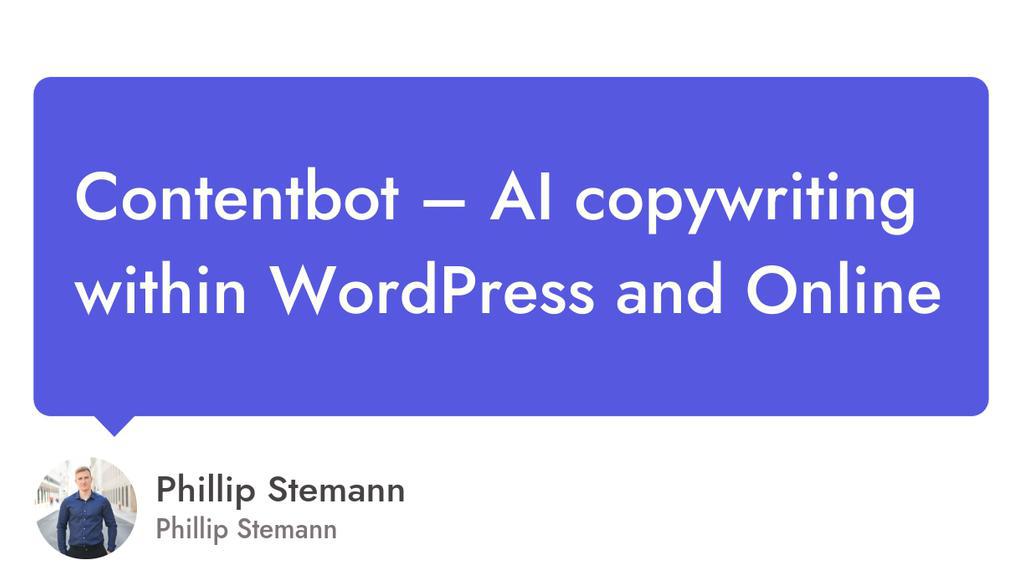 phillipstemann's tweet image. @tryContentBot is really standing out on more than their geenration of content. They are really trying to optimise the content flow to save time by having a WordPress plugin and integrations.

Watch the full review 👉 lttr.ai/gjo1

#ContentFlow #AiCopywriting