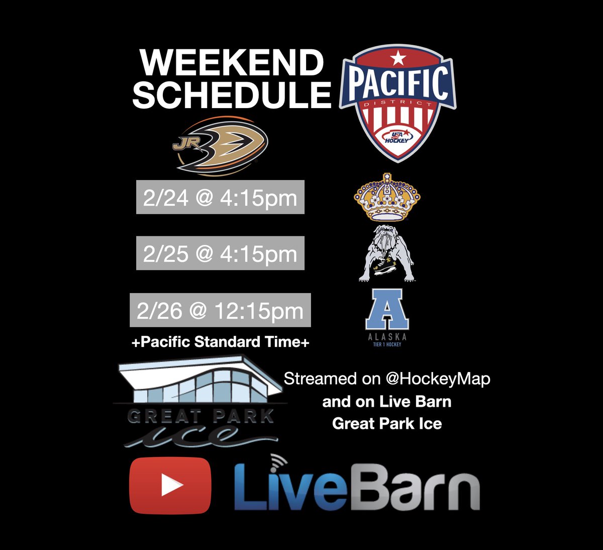 PACIFIC DISTRICT CHAMPIONSHIP… there can only be one. Starts tomorrow. #FlyTogether <a href="/JrDucks15AAA/">Jr Ducks 15O AAA</a> <a href="/hockeymaps/">HockeyMap.com</a> <a href="/usahockey/">USA Hockey</a> <a href="/The_Rinks/">The Rinks & Great Park Ice</a> <a href="/_Neutral_Zone/">Neutral Zone</a> <a href="/hockeyscouting/">The Scouting News</a> <a href="/ProspectsWest/">West Coast Prospects</a> <a href="/USHL_Player_Dev/">USHL Player Development</a> <a href="/LiveBarn/">LiveBarn</a>