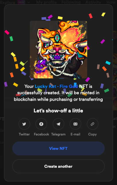 luckykatnft's tweet photo. Going in strong into the Rarible game! Introducing the Lucky Kat - Fire God! Beware its heat. Come experience the heat for yourself!

#NFTs #raribleNFT #NFTdrop #nftcollectors 

https://t.co/S2JU7s6ZxP https://t.co/GG0A1obDkC