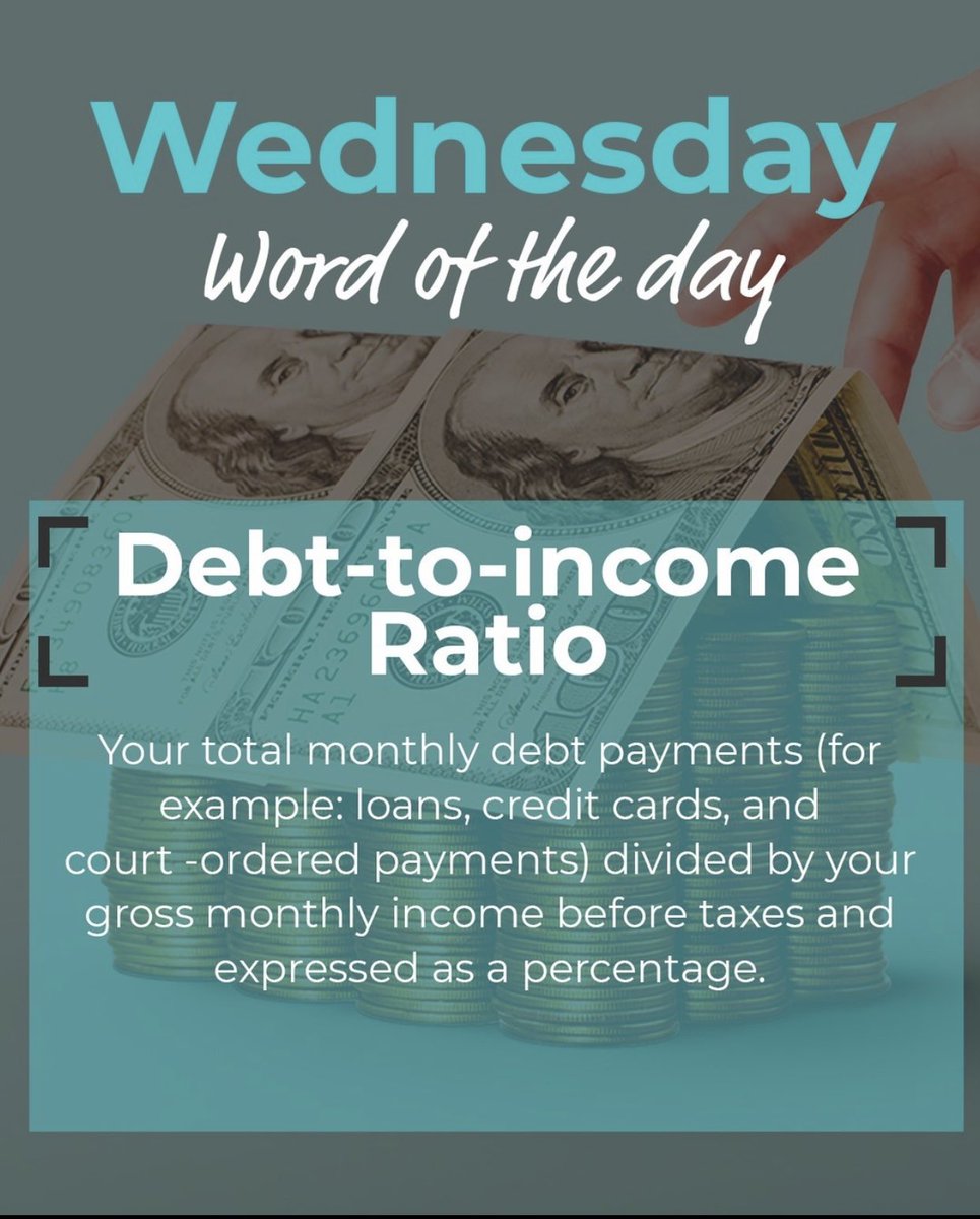 Wednesday Word of the Day: Debt-to-income Ratio #WednesdayWordOfTheDay #MortgageKnowledge #TheMoreYouKnow #DavidDoesMortgages #daguilarTX #RevolutionMortgage #MakeHomeOwnershipAReality #NotYourAverageMortgageLender #HomeLoans #FirstTimeHomeBuyer #HomeBuyersGuide #HomeBuyerTips