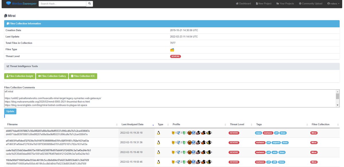 simonroses's tweet image. #mirai #emotet #flubot #whispergate are very much active. Explore these and thousands of malware campaigns in our File Threat Intelligence Platform. Ask demo info@vulnex.com #FileAnalysis #ThreatIntelligence #ThreatHunting #CyberSecurity #BlueTeam @BinSecSweeper
