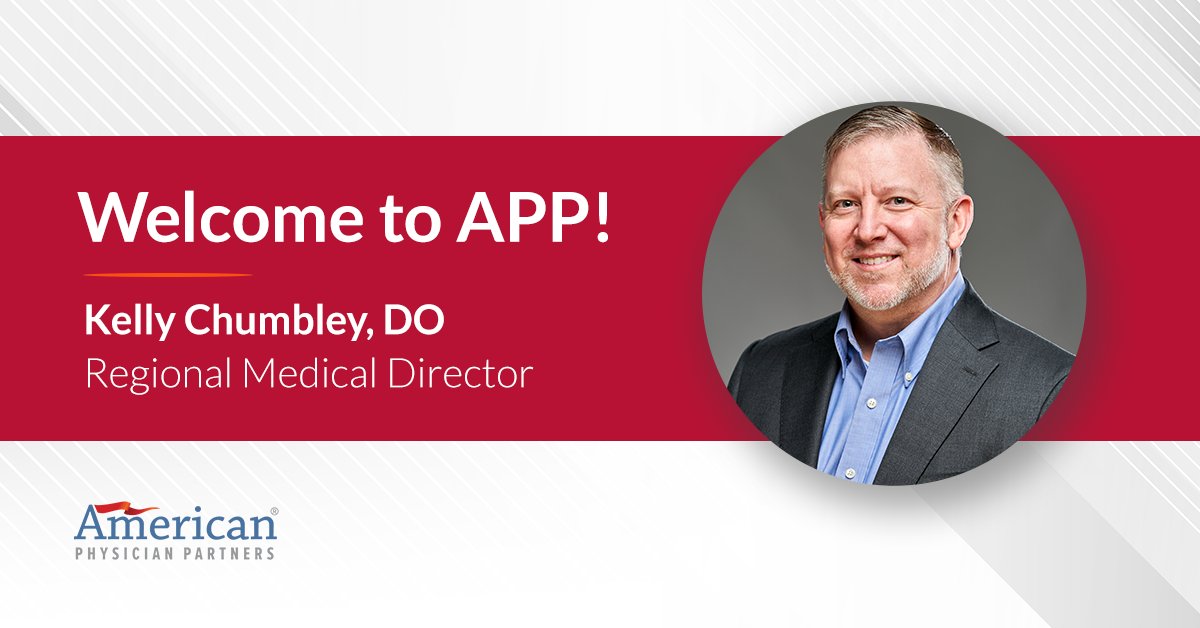 APPeddocs's tweet photo. Please join us in welcoming Regional Medical Director Kelly Chumbley to American Physician Partners! An Emergency Medicine physician with APP from 2018-2021, Dr. Chumbley will assume clinical oversight for several APP programs across Tennessee. Welcome to APP! https://t.co/IJEqgVXefP