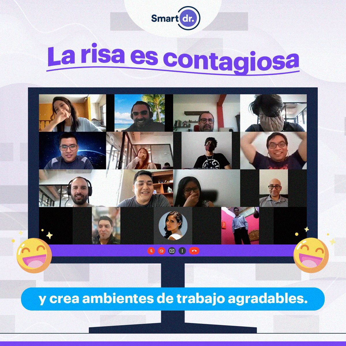 Si tu reunión se pone algo tensa ¡Sonríe! 😂 😏 Es contagioso y creará un ambiente más acogedor.

#sonrie #homeoffice #reuniones #SmartDoctor