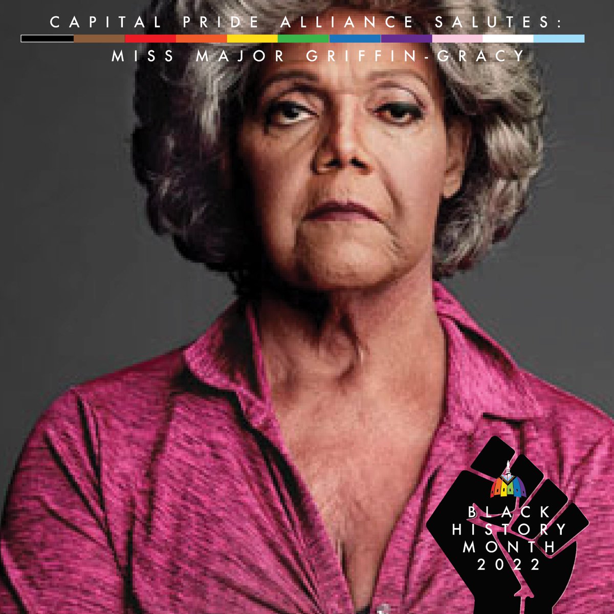 CapitalPrideDC's tweet photo. Miss Major Griffin-Gracy is a transgender activist and a veteran of the infamous Stonewall Riots. She served as the original Executive Director for the Transgender Gender Variant Intersex Justice Project.
#BlackHistoryMonth #BHM #BlackLivesMatter #BlackTransLivesMatter #StillWe https://t.co/fh2f5duiSH