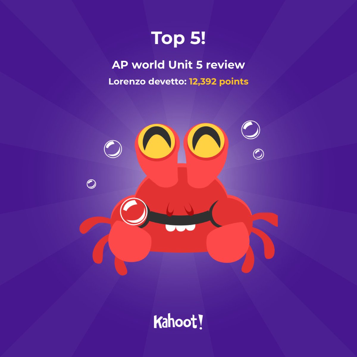 lorenzodevo's tweet photo. Hey, I’ve just played the “AP world Unit 5 review”  #Kahoot! 🎉 Play it now: https://t.co/qpeWbhg9rx https://t.co/8OObMtlh9J