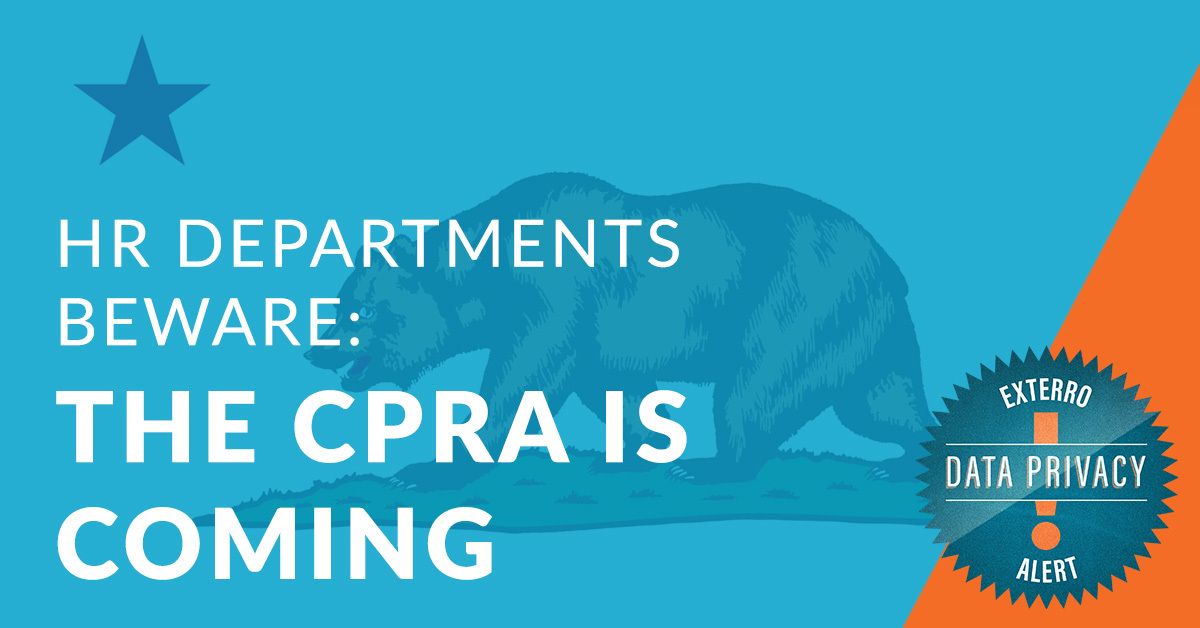 Exterro's tweet photo. #NewBlogAlert! "Data Privacy Alert: HR Departments Beware - The CPRA Is Coming" Click here to learn more: https://t.co/JLJ1jhUHsA

#DataPrivacy #Privacy #PrivacyPros #CPRA #PrivacyLaws #DataPrivacyAlert https://t.co/EEjzAVPBM3