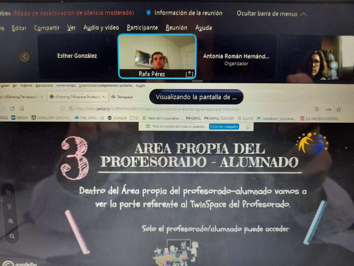 2a sesión de las Jornadas de Iniciación a eTwinning de Granada. Comienza <a href="/RAFAPEREZLOJA/">RAFAEL PÉREZ PÉREZ</a> explicando TwinSpace como profesorado. <a href="/cepbaza/">CEP de Baza</a>