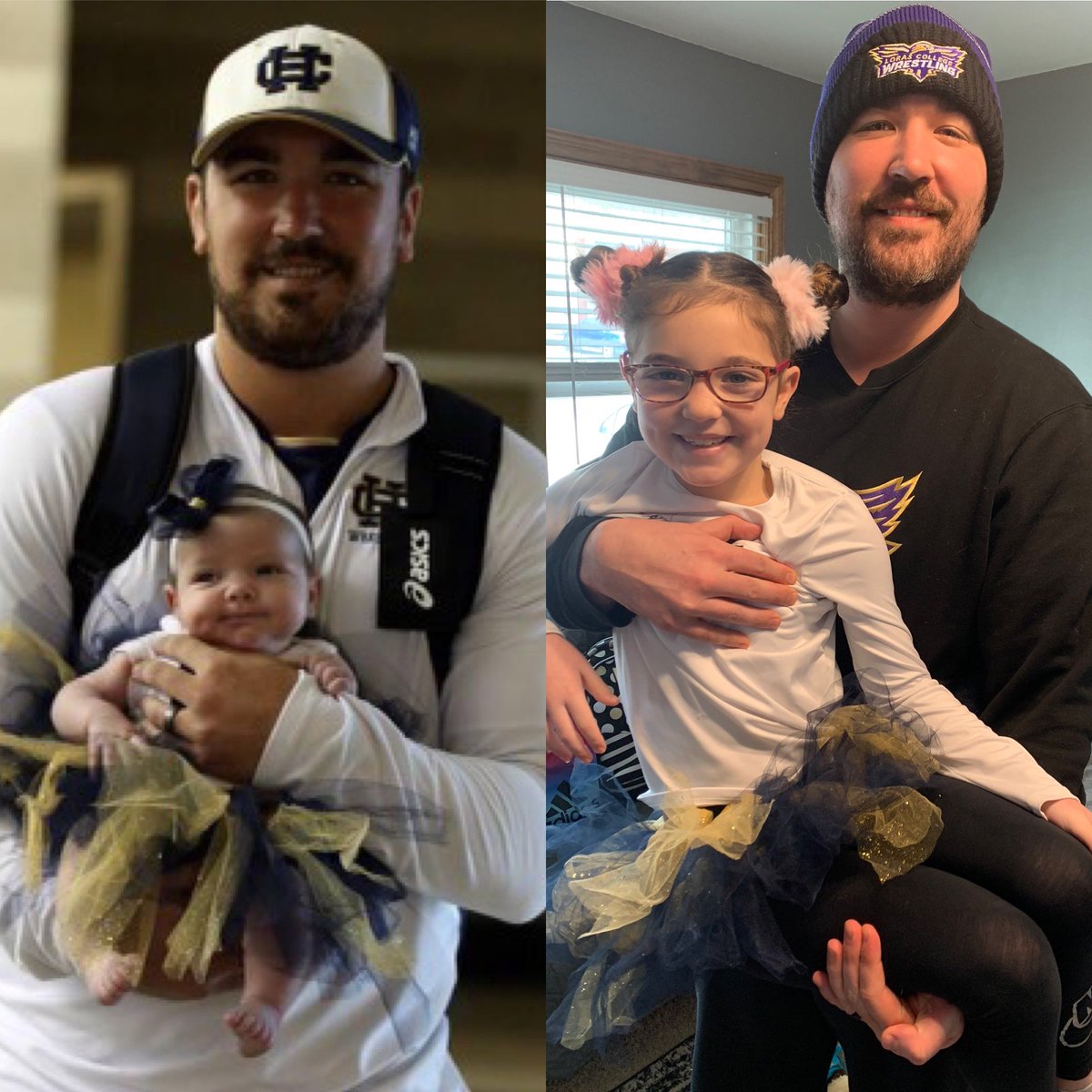 aford13's tweet photo. McKenna picked out this tutu to wear for her 2nd grade 2-22-22 party so we had to recreate the picture with @Mill_TJ from when she first wore her tutu at 2 months old to cheer on the Holy Cross Tigers in New Orleans! https://t.co/Kj9PX5C3KW