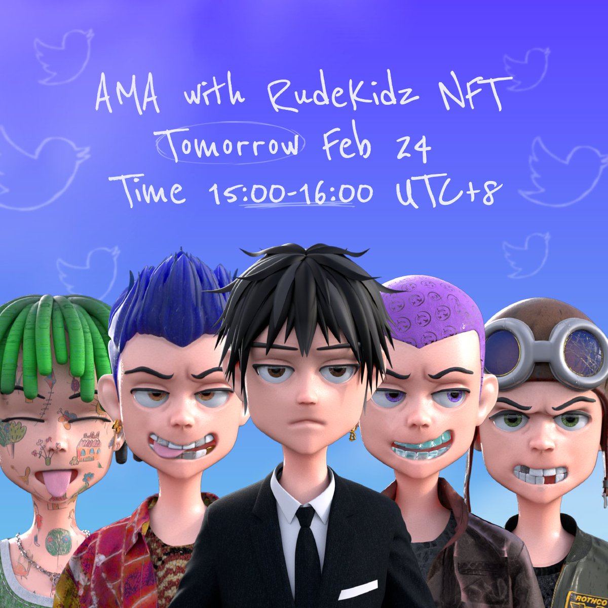 awsbclub_cn's tweet photo. aWSB &amp; RUDE KIDZ 转发抽奖+AMA活动!!
AMA：2月24日 15:00- 16:00 （UTC+8）
🎁5 WL 将会从现场提问者中抽取🙋‍
🎁3WL 推特转发抽奖
Rules:
1.Follow @aWSBclub_cn @RudeKidzNFT
2.点赞&amp;转发RT
3.留言@ 3位好友
⏰24
Mint时间较近请参入抽奖者填写钱包+DC信息
https://t.co/vWew5hDBe8 https://t.co/JHtqWVS6Rk