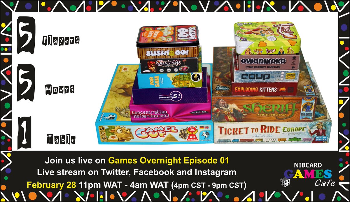 nibcardgames's tweet photo. As we look forward to our launching our games on #Kickstarter, we are introducing a Games Overnight series.
We are thrilled with the idea and this would be a first for us ๐
Check out our notification link https://t.co/AdKY5IJ482
#ABConBundle #GamesOvernight #NIBCARDGamesCafรฉ https://t.co/Bqy8JZ3Snx